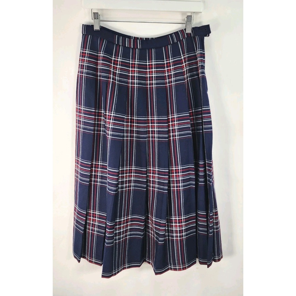 Vintage Pendleton Skirt Women's 12 Petite  Plaid Pleated Midi Pure New Wool